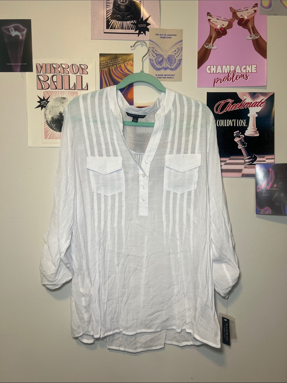 Zac & Rachel White Pintuck Henley Blouse